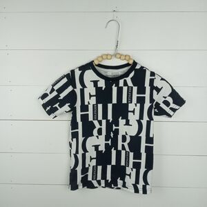 Tommy Hilfiger boys size 5 navy and white worded logo tshirt crewneck